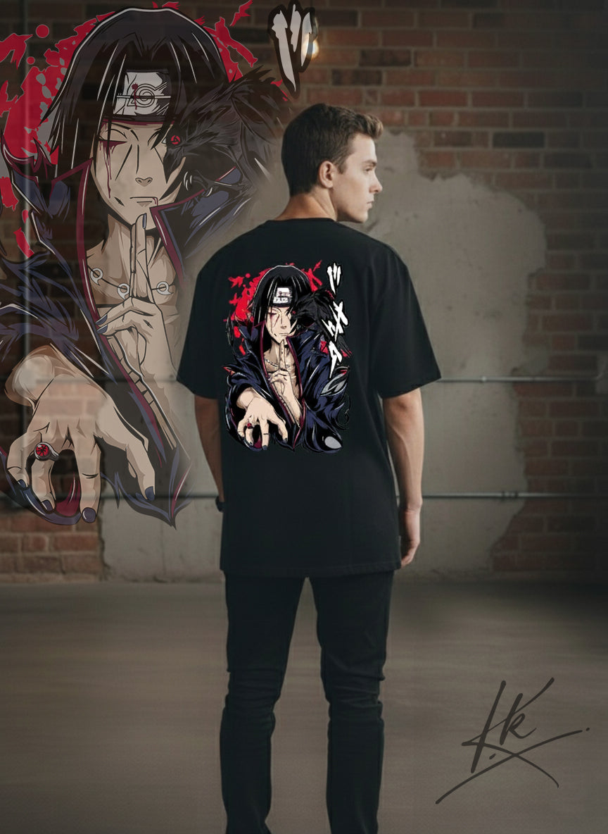 Drop Shoulder T-Shirt Black (Anime Design)