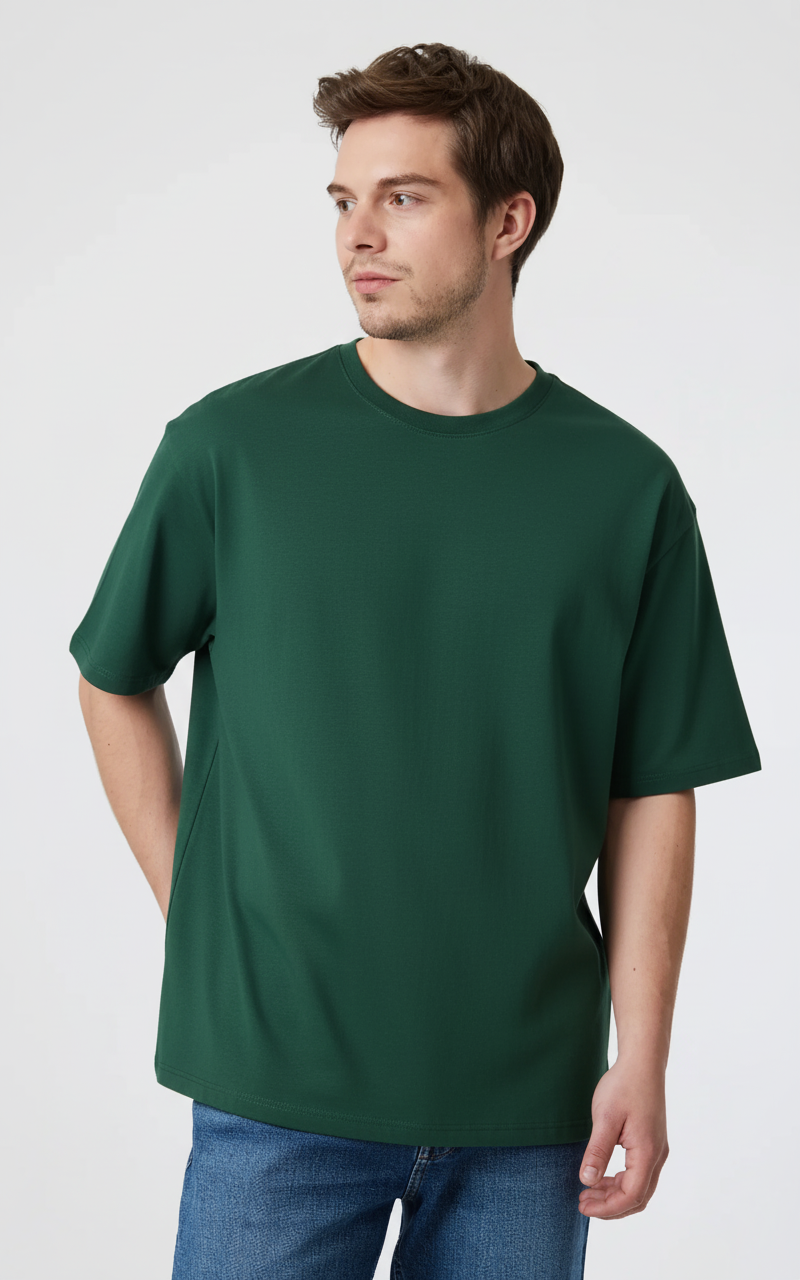 Drop Shoulder T-Shirt Bottle Green (Customizable)