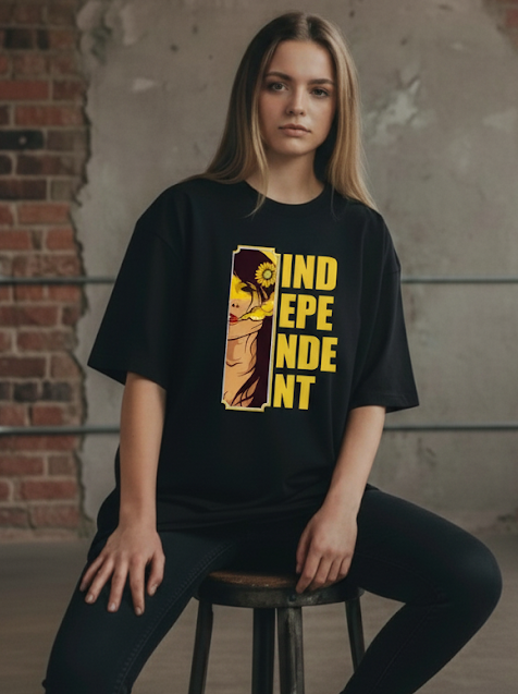 Drop Shoulder T-Shirt Black (Graffiti Design)