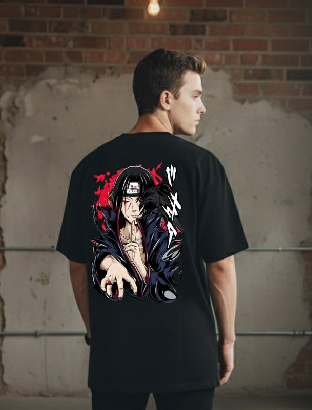 Drop Shoulder T-Shirt Black (Anime Design)
