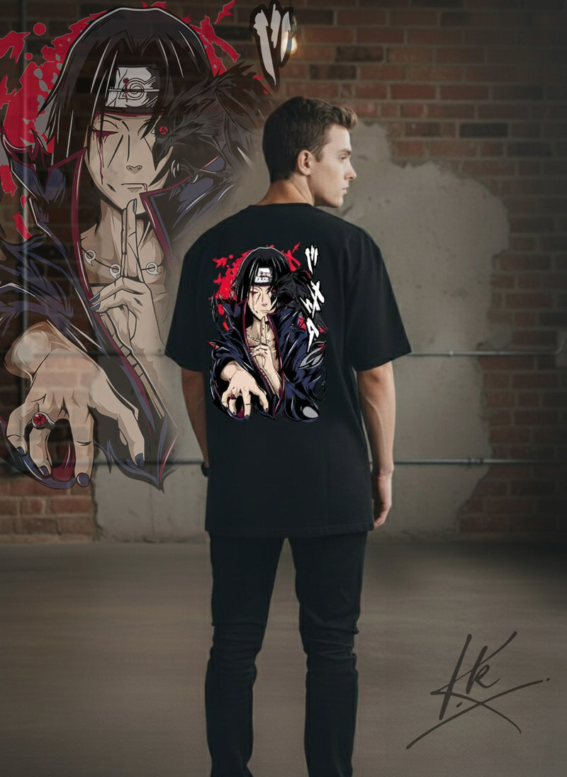 Drop Shoulder T-Shirt Black (Anime Design)